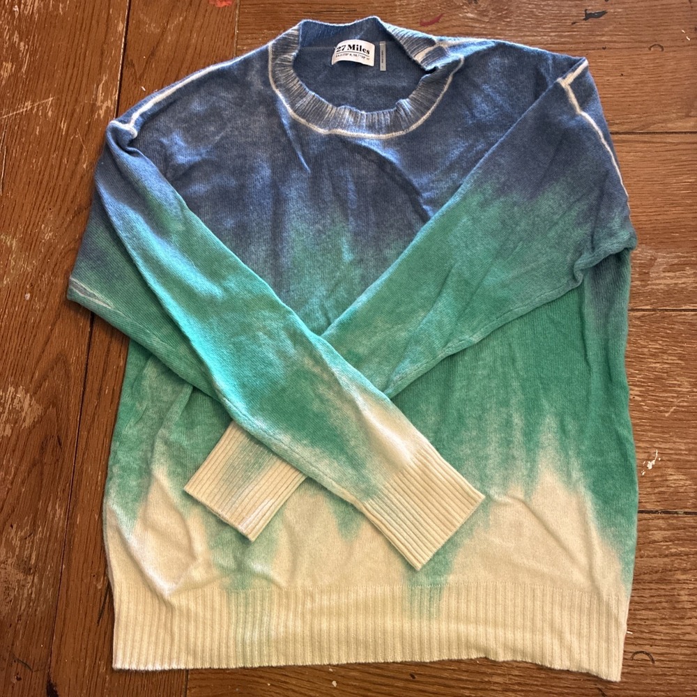 27 Miles To Malibu Sonie 100% Cashmere Tie Dye Crewneck Sweater Sz Large